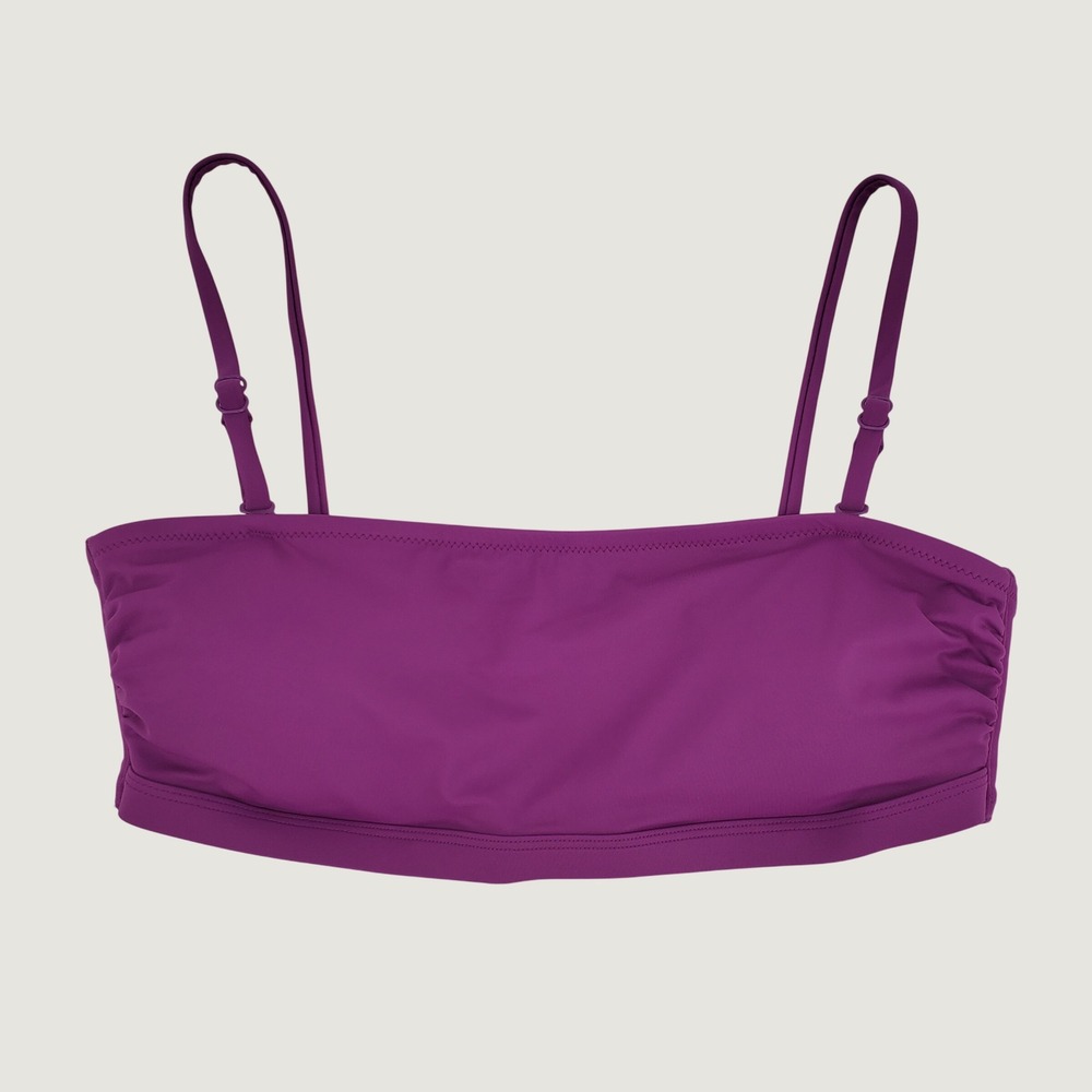 Amazon Essentials Bandeau Bikini Top Medium Violet Purple UPF 50+ Adjustable New